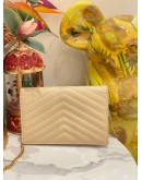 (LIKE NEW) YSL SAINT LAURENT MATELASSE LEATHER ENVELOPE WALLET ON CHAIN 
