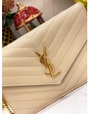 (LIKE NEW) YSL SAINT LAURENT MATELASSE LEATHER ENVELOPE WALLET ON CHAIN 