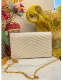 YSL SAINT LAURENT KATE MEDIUM FLAP BAG IN SILVER GOLD METALLIC LEATHER