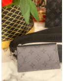 (LIKE NEW) MICROCHIP LOUIS VUITTON GASTON WEARABLE WALLET WITH ADJUSTABLE STRAP IN BLACK MONOGRAM ECLIPSE CANVAS -FULL SET-