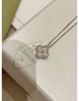 (BRAND NEW) 2024 VCA VAN CLEEF & ARPELS SWEET ALHAMBRA 18K 750 WHITE GOLD WITH DIAMONDS -FULL SET-