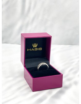 HABIB DUAL BAND HALO DIAMOND RING IN 375 WHITE GOLD 