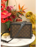 (LIKE NEW) LOUIS VUITTON SOFT TRUNK CROSSBODY BAG IN BROWN MONOGRAM CANVAS AND BLACK COWHIDE LEATHER 