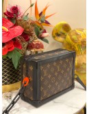 (LIKE NEW) LOUIS VUITTON SOFT TRUNK CROSSBODY BAG IN BROWN MONOGRAM CANVAS AND BLACK COWHIDE LEATHER 