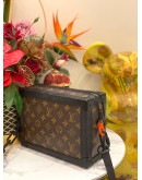 (LIKE NEW) LOUIS VUITTON SOFT TRUNK CROSSBODY BAG IN BROWN MONOGRAM CANVAS AND BLACK COWHIDE LEATHER 
