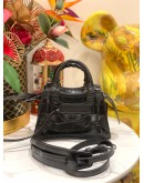 (LIKE NEW) BALENCIAGA NEO CLASSIC CITY CROC LEATHER TOP HANDLE BAG WITH STRAP 