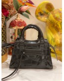 (LIKE NEW) BALENCIAGA NEO CLASSIC CITY CROC LEATHER TOP HANDLE BAG WITH STRAP 