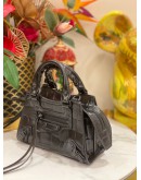 (LIKE NEW) BALENCIAGA NEO CLASSIC CITY CROC LEATHER TOP HANDLE BAG WITH STRAP 