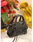 (LIKE NEW) BALENCIAGA NEO CLASSIC CITY CROC LEATHER TOP HANDLE BAG WITH STRAP 