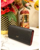 BALLY LINNEY CONTINENTAL WALLET IN BLACK WITH GOLD HARDWARE 