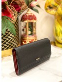 BALLY LINNEY CONTINENTAL WALLET IN BLACK WITH GOLD HARDWARE 