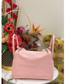 (LIKE NEW) HERMES LINDY 30 ROSE SAKURA IN VEAU SWIFT PHW STAMP X -FULL SET- 