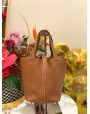 2019 HERMES PICOTIN 18 BROWN TOGO LEATHER WITH GOLD HARDWARE STAMP D