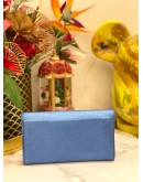 GUCCI BLUE LEATHER BAMBOO WALLET