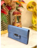 GUCCI BLUE LEATHER BAMBOO WALLET