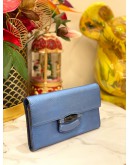 GUCCI BLUE LEATHER BAMBOO WALLET