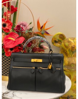 (LIKE NEW) 2020 HERMES KELLY LAKIS 32 LIMITED EDITION BAG IN BLACK SWIFT LEATHER