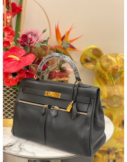 (LIKE NEW) 2020 HERMES KELLY LAKIS 32 LIMITED EDITION BAG IN BLACK SWIFT LEATHER