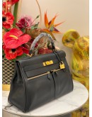(LIKE NEW) 2020 HERMES KELLY LAKIS 32 LIMITED EDITION BAG IN BLACK SWIFT LEATHER