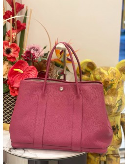 (LIKE NEW) 2013 HERMES GARDEN PARTY 36 SHOULDER BAG IN ROSE POURPRE NEGONDA LEATHER 
