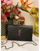 (LIKE NEW) YSL SAINT LAURENT CASSANDRA LEATHER CHAIN WALLET IN BLACK GHW
