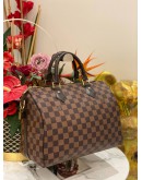(LIKE NEW) LOUIS VUITTON SPEEDY 30 DAMIER EBENE CANVAS HANDLE BAG WITH STRAP 