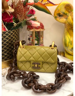 (LIKE NEW) CHANEL MINI FLAP BAG IN OLIVE GREEN