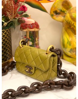 (LIKE NEW) CHANEL MINI FLAP BAG IN OLIVE GREEN