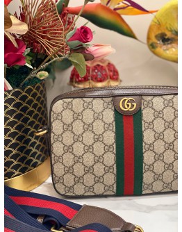 (LIKE NEW) GUCCI GG SUPREME CANVAS OPHIDIA CLUTCH / CROSSBODY BAG 