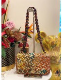 (LIKE NEW) BURBERRY FABRIC MONOGRAM QUILTED TB RESIN CHAIN LOLA BAG MULTICOLOR 