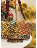 (LIKE NEW) BURBERRY FABRIC MONOGRAM QUILTED TB RESIN CHAIN LOLA BAG MULTICOLOR 