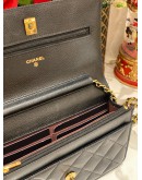 (LIKE NEW) CHANEL WOC WALLET ON CHAIN BLACK CAVIAR LEATHER GOLD HARDWARE