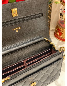 (LIKE NEW) CHANEL WOC WALLET ON CHAIN BLACK CAVIAR LEATHER GOLD HARDWARE