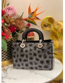 (LIKE NEW) CHRISTIAN DIOR WOOL SEQUIN LEOPARD LADY DIOR BAG 