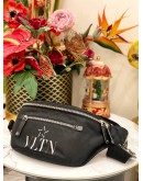 VALENTINO VLTN BELT BAG BLACK LEATHER NYLON 