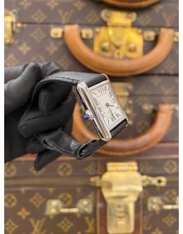 (UNUSED) 2022 CARTIER TANK MUST STEEL REF WSTA0060 SILVER WITH ROMAN NUMERALS DIAL 22MM QUARTZ WATCH -FULL SET-