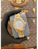 2017 TAG HEUER AQUARACER LADY HALF 18K 750 YELLOW GOLD REF WBD1320 MOTHER OF PEARL DIAL 32MM QUARTZ WATCH -FULL SET-