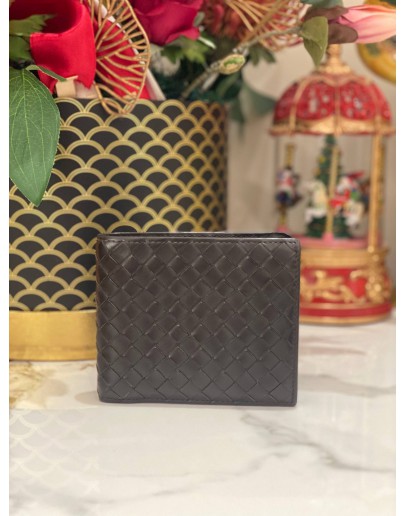 BOTTEGA VENETA INTRECCIATO BI-FOLD WALLET IN BROWN LEATHER -FULL SET-