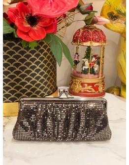 WHITING & DAVIS VINTAGE SILVER METAL MESH EVENING CLUTCH