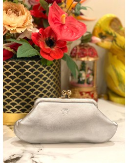 (LIKE NEW) ANYA HINDMARCH SMALL MAUD KAMA SUTRA SILVER CLUTCH 