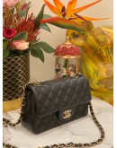 CHANEL CLASSIC SMALL SINGLE FLAP CHAIN SHOULDER BAG IN BLACK LAMBSKIN LEATHER GOLD CHAIN 