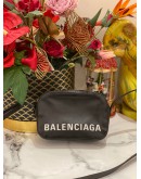BALENCIAGA XS LOGO VILLE BLACK LEATHER CAMERA CROSSBODY BAG 