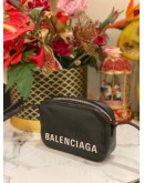 BALENCIAGA XS LOGO VILLE BLACK LEATHER CAMERA CROSSBODY BAG 
