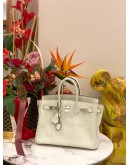 (LIKE NEW) 2023 HERMES BIRKIN 25 IN VERT FIZZ SWIFT LEATHER WITH PALLADIUM HARDWARE -FULL SET-
