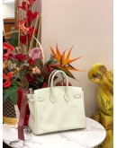 (LIKE NEW) 2023 HERMES BIRKIN 25 IN VERT FIZZ SWIFT LEATHER WITH PALLADIUM HARDWARE -FULL SET-