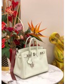 (LIKE NEW) 2023 HERMES BIRKIN 25 IN VERT FIZZ SWIFT LEATHER WITH PALLADIUM HARDWARE -FULL SET-