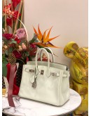 (LIKE NEW) 2023 HERMES BIRKIN 25 IN VERT FIZZ SWIFT LEATHER WITH PALLADIUM HARDWARE -FULL SET-