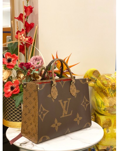 (LIKE NEW) 2020 LOUIS VUITTON ON THE GO MM BROWN MONOGRAM CANVAS TOTE BAG
