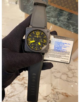 2019 BELL & ROSS BR 01-94 PVD CHRONOGRAPH YELLOW AVIATOR DIAL LIMITED EDITION 500 PIECES WORLDWIDE 46MM AUTOMATIC WATCH -FULL SET- 