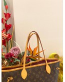 (LIKE NEW) LOUIS VUITTON NEVERFULL MM BROWN MONOGRAM CANVAS WITH BEIGE LEATHER TRIM TOTE BAG